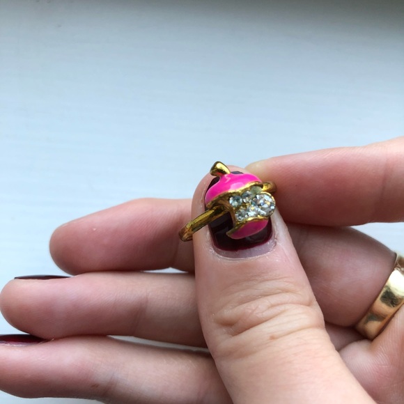 Vintage gold, pink & diamond bitten apple ring - Picture 6 of 7